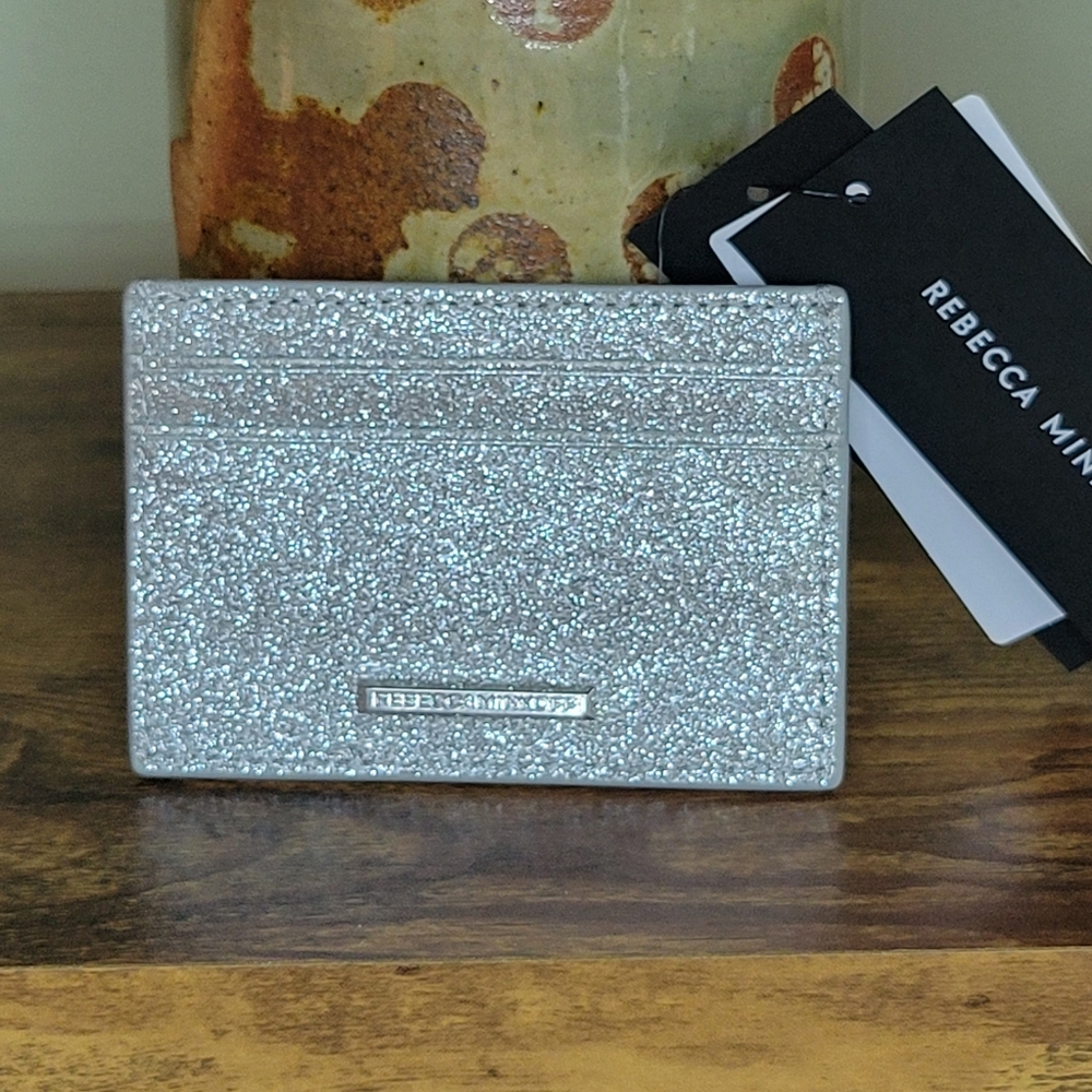 SALE 50% OFF ALREADY MARKED Rebecca Minkoff Sparkling Silver Card Holder - Picture 3 of 3
